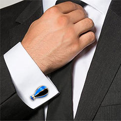 Hot Air Balloon Blue Cufflinks In Box