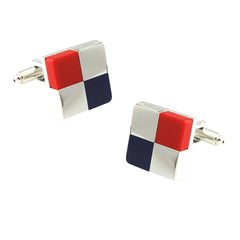 Checks Blue Red Cufflinks In Box