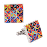 Floral Painting Multi Color Cufflinks In Box