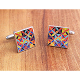 Floral Painting Multi Color Cufflinks In Box
