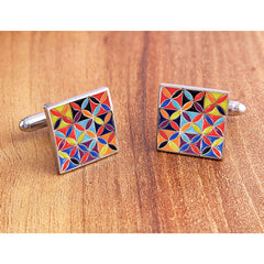 Floral Painting Multi Color Cufflinks In Box