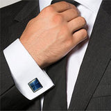 Square Blue Cufflinks In Box