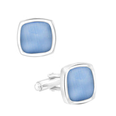 Cushion Blue Crystal Cufflinks In Box