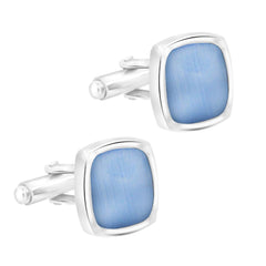 Cushion Blue Crystal Cufflinks In Box