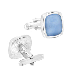 Cushion Blue Crystal Cufflinks In Box