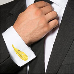 Feather Gold Cufflinks In Box