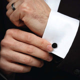Silver Black Kurta Button Tuxedo Cufflinks In Box