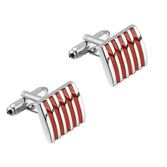 Rectangle Red Stripes Cufflinks In Box