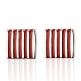 Rectangle Red Stripes Cufflinks In Box
