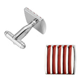 Rectangle Red Stripes Cufflinks In Box