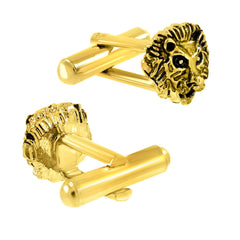 Lion Gold Oxidised Cufflinks Tie Pin Set Box