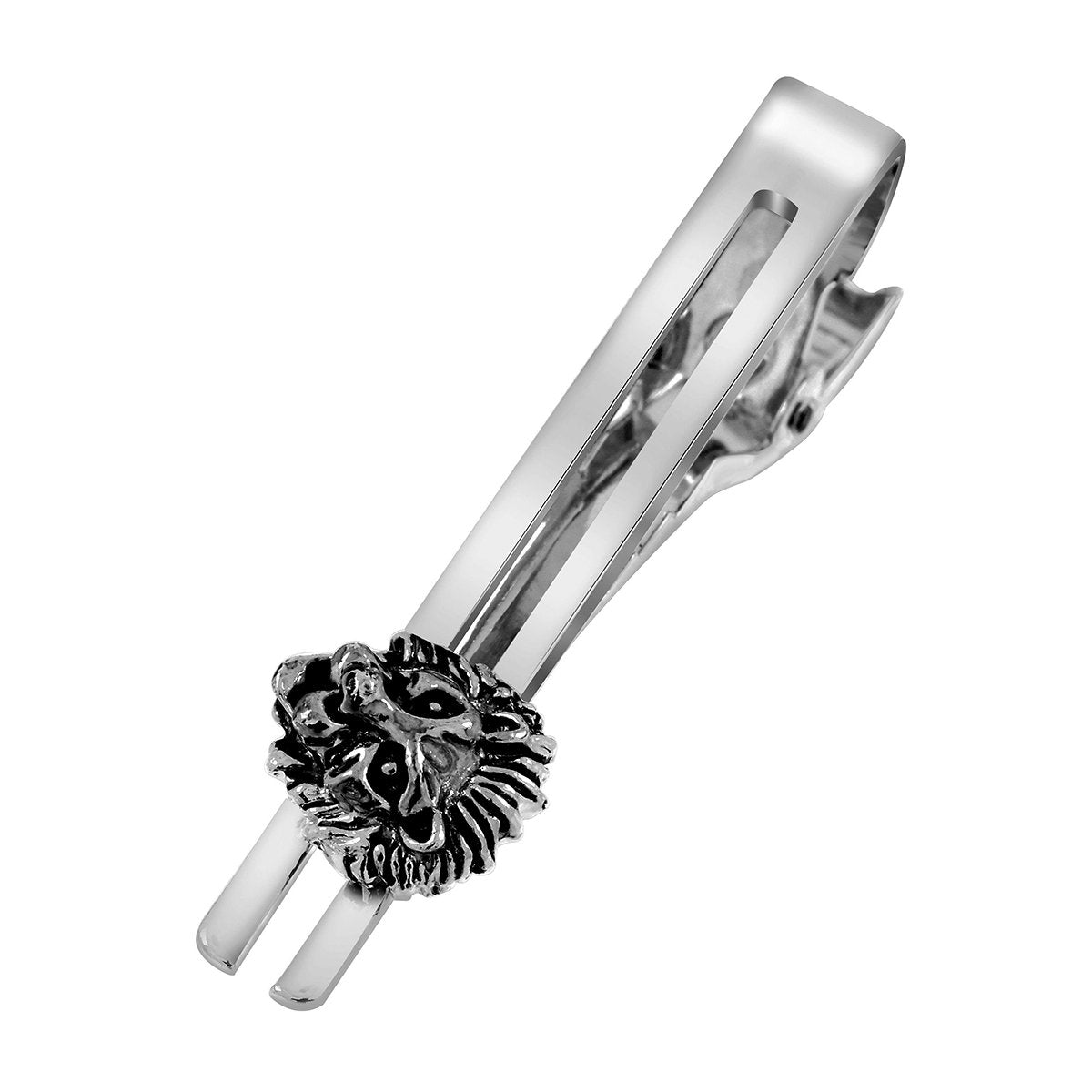 Oxidised Silver Lion Cufflinks Tie Pin Set In Box