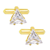 Trillion Diamond Cufflinks Tie Pin Set In Box
