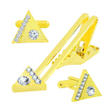 Triangle Diamond Cufflinks Tie Pin Set In Box