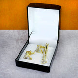 Triangle Diamond Cufflinks Tie Pin Set In Box