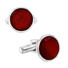 Round Red Crystal Cufflinks In Box