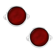 Round Red Crystal Cufflinks In Box