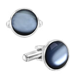 Round Blue Crystal Cufflinks In Box