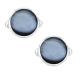 Round Blue Crystal Cufflinks In Box