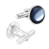 Round Blue Crystal Cufflinks In Box