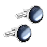 Round Blue Crystal Cufflinks In Box