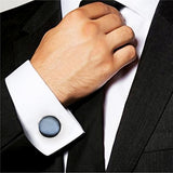 Round Blue Crystal Cufflinks In Box