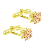 Square Brown Crystal Cufflinks In Box