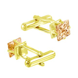 Square Brown Crystal Cufflinks In Box