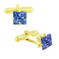 Square Blue Crystal Cufflinks In Box