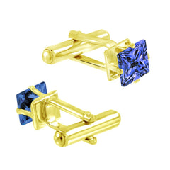 Square Blue Crystal Cufflinks In Box