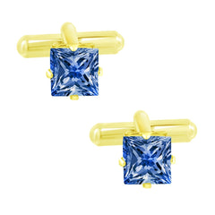 Square Blue Crystal Cufflinks In Box