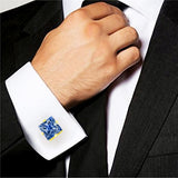 Square Blue Crystal Cufflinks In Box