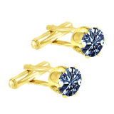 Round Blue Crystal Cufflinks In Box