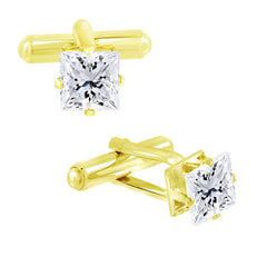 Square White Diamond Cufflinks In Box