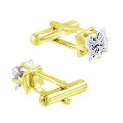 Square White Diamond Cufflinks In Box