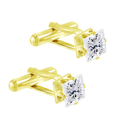 Square White Diamond Cufflinks In Box