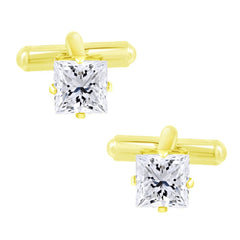 Square White Diamond Cufflinks In Box