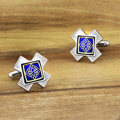 Victorian Filigree Blue Gold Cufflinks In Box
