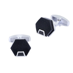 Hexagon Black Cufflinks In Box