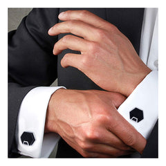 Hexagon Black Cufflinks In Box