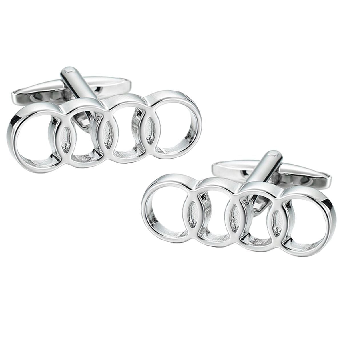 Silver Audi Rings Cufflinks In Box