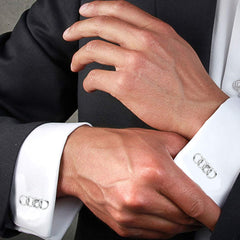 Silver Audi Rings Cufflinks In Box