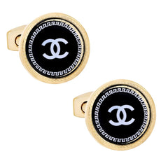 Luxury Rose Gold Black Cufflinks In Box