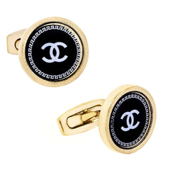 Luxury Rose Gold Black Cufflinks In Box