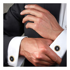 Luxury Rose Gold Black Cufflinks In Box