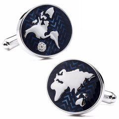 World Map Globe Cufflinks In Box