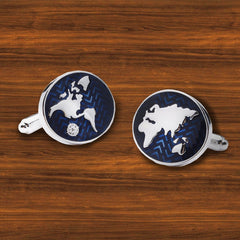 World Map Globe Cufflinks In Box