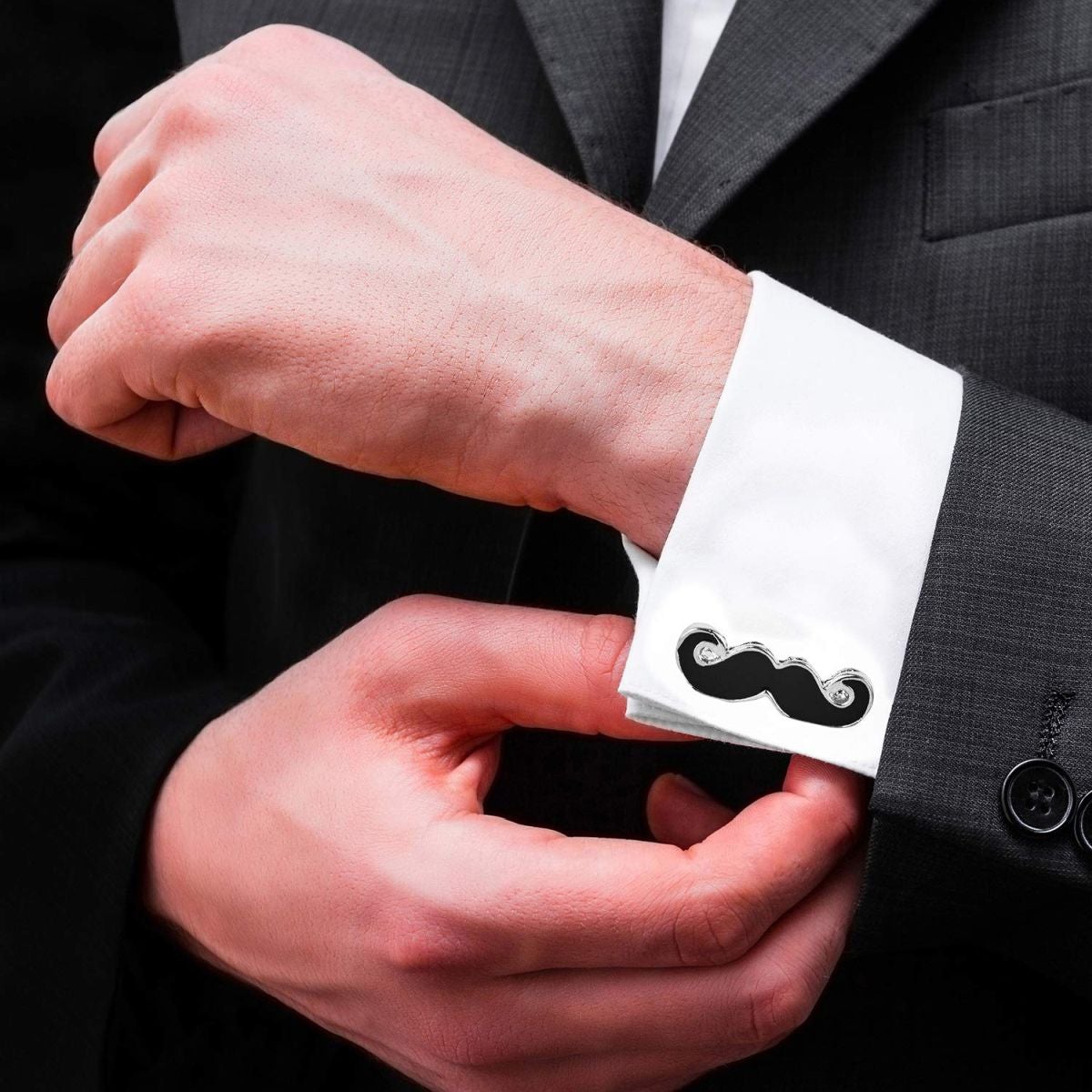 Moustache Mooch Cufflinks Tie Pin Set In Box