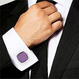 Formal Purple Silver Rhodium Office Formal Shirt Blazer Cufflink Pair Men Gift Box