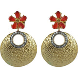 Red American Diamond Floor Gold Plated Earring For Women